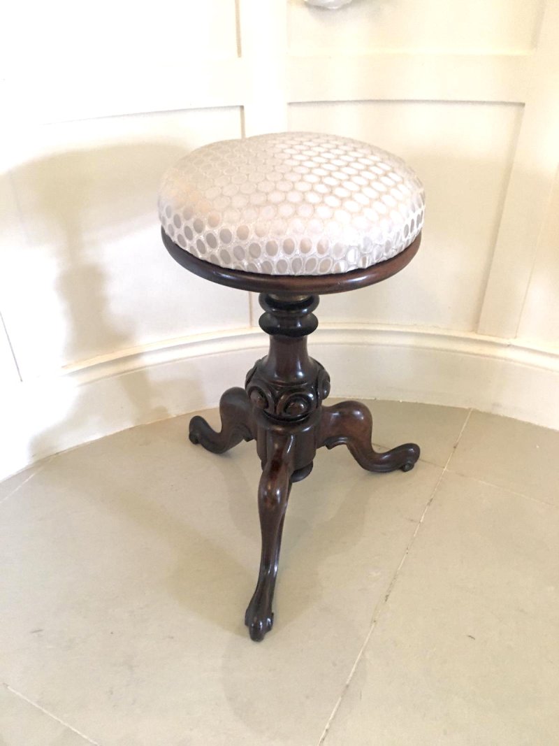 Antique Quality Victorian Walnut Piano Stool